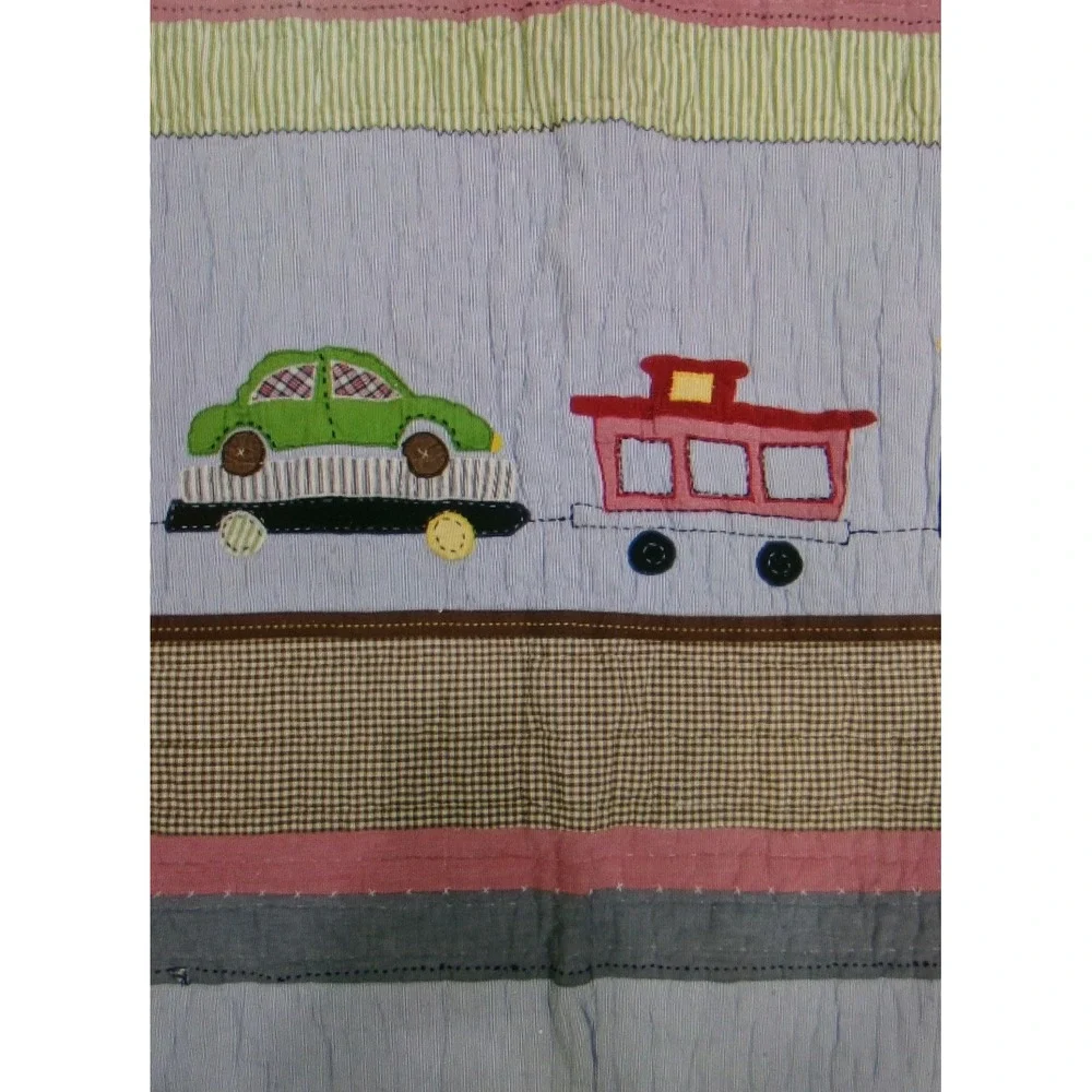 Pottery Barn Kids Train Applique Heavy Cotton Quilt Patchwork Twin 66
